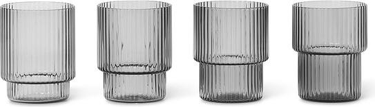 Ferm Living Szklanki Ripple małe 4 szt. przydymione