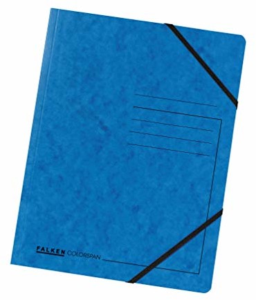 FALKEN Oryginalny Falken 5-pak Premium mapa do dokumentów Made in Germany. Z bardzo mocnego kartonu Colorspan DIN A4 z 2 gumowymi ściągaczami, niebieska teczka na dokumenty, idealna do biura i szkoły 11286473