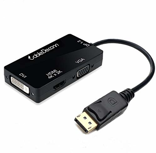 CABLEDECONN CableDeconn 3 w 1 adapter do wielu kabli, DisplayPort 1.2 na HDMI, 4K, DVI, VGA HDMI 4K