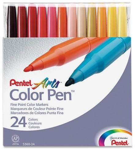 Pentel S360 pióro włókien Colour Pen sortowane kolorystycznie, wiele S360-24
