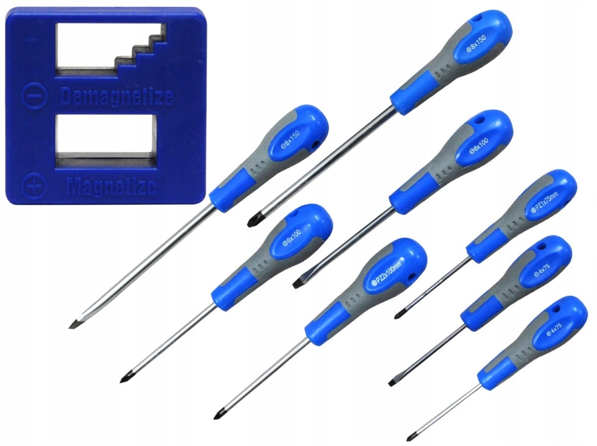 Zestaw Wkrętaków Śrubokrętów 8SZT. Ph + Magnetyzer