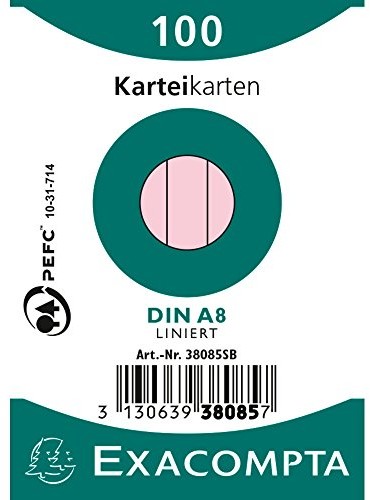 Exacompta 38085sb fiszek (DIN A8, 55 X 74 MM, linie) opakowanie  sztuk 38085SB
