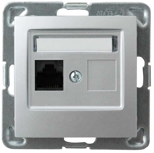 LEDart komputerowe pojedyncze RJ45 kat.5e, bez ramki - Ospel Impresja GPK-1Y/K/m/18, kolor srebrny