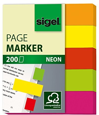 Sigel HN655 Neon zakładki samoprzylepne, 200 pasków, format 50 x 12 mm, 5 kolorów HN655/1