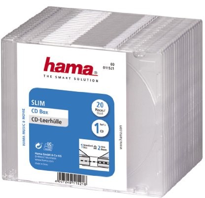 Hama opakowania na płyty CD typu Slim, 20 sztuk, przezroczysty 00011521