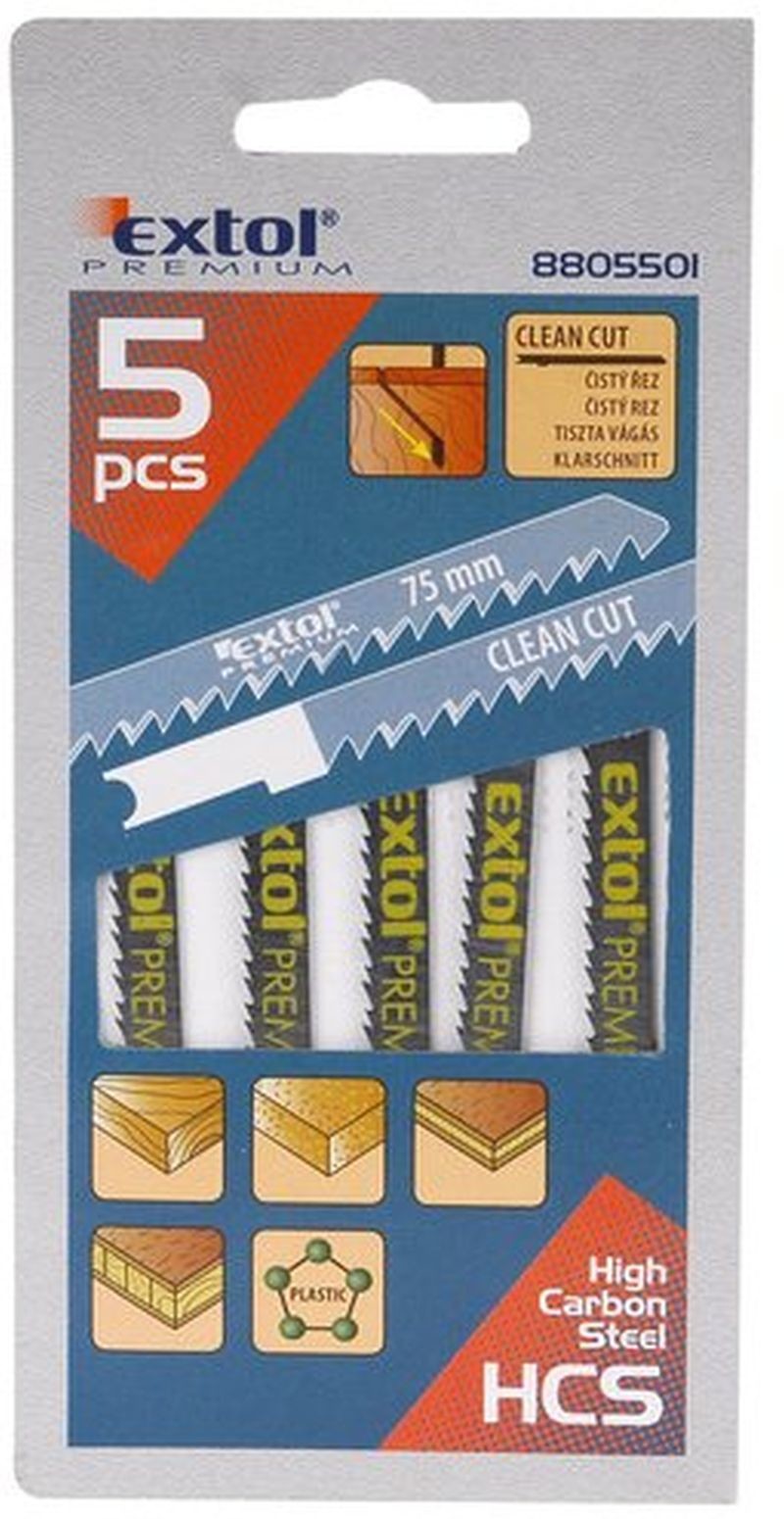 EXTOL PREMIUM Brzeszczoty do wyrzynarki, 5szt 8805501