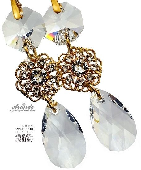 Swarovski PIĘKNE KOLCZYKI CRYSTAL FEEL GOLD
