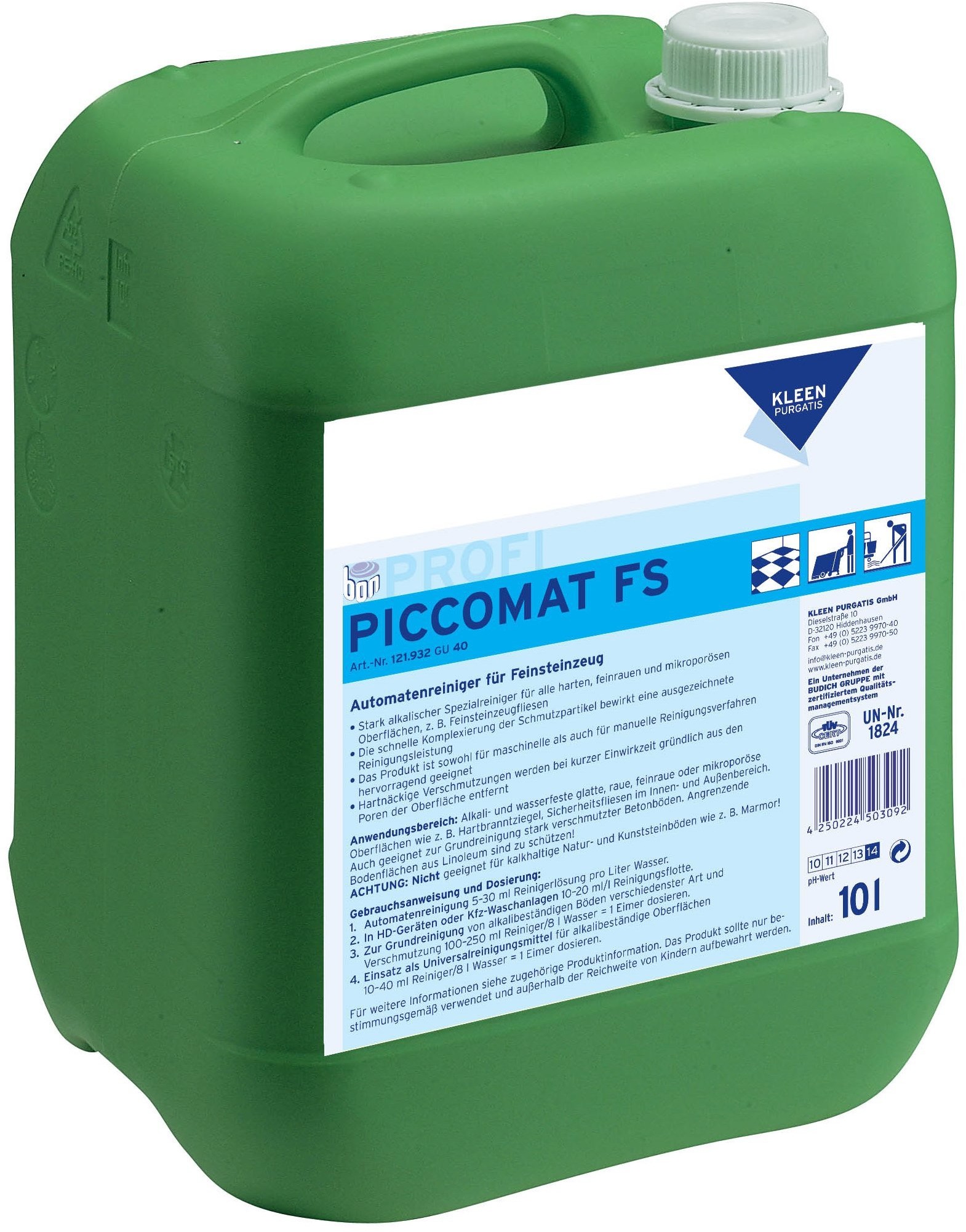 Kleen Purgatis PURGATIS PICCOMAT FS 10l. do doczyszczania Gresu i powierzchni porowatych pH 14 PICCOMAT FS 10l.