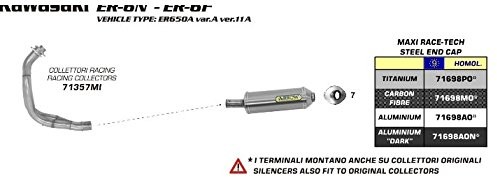 Kawasaki Arrow ARROW Wylot EXHAUST MAXI RACE TECH ALUMINIUM DARK ER6N 2005/2011 AR71698AON