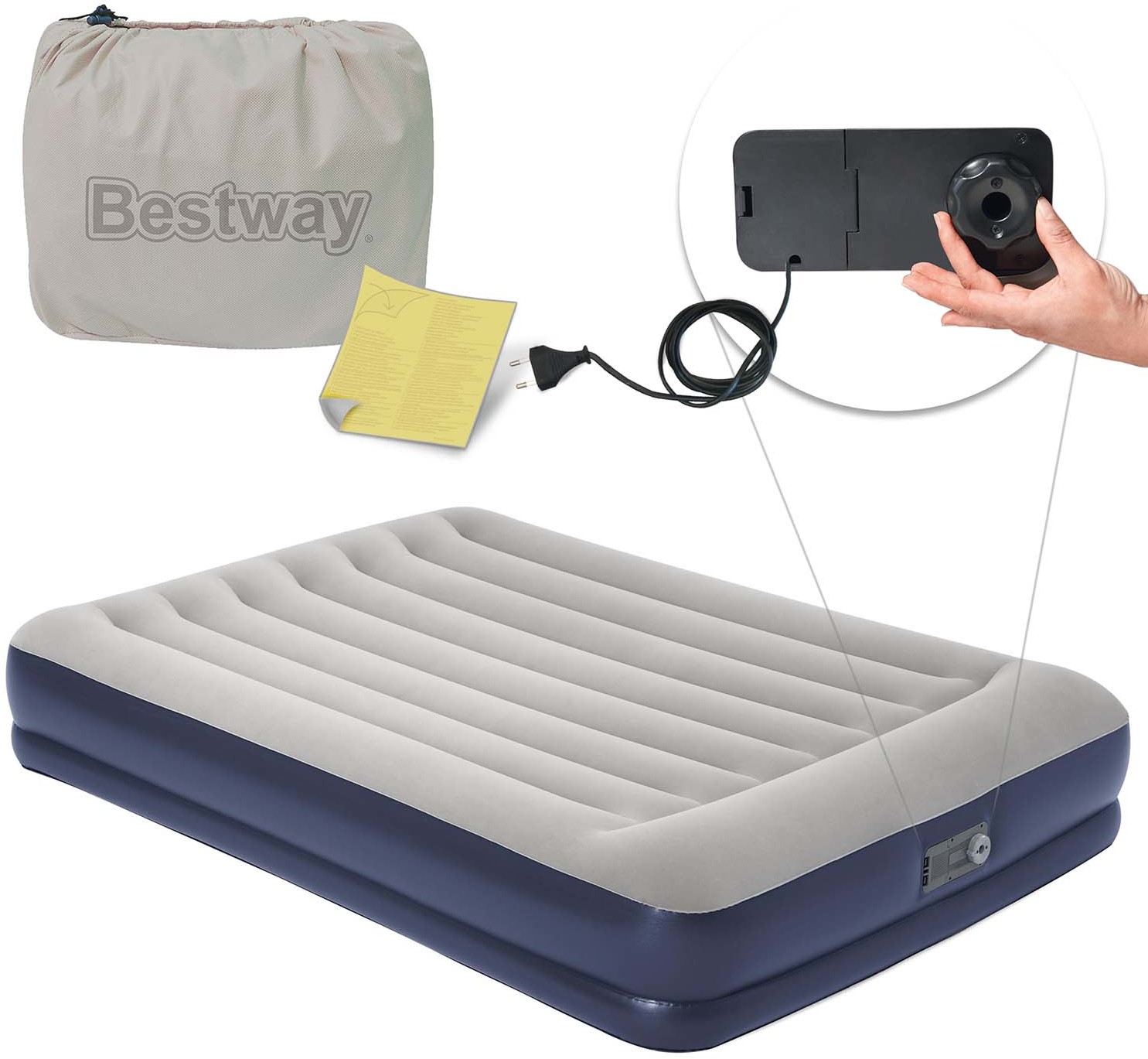 Materac Dmuchany Z Pompką 203x152x36 Bestway 67725