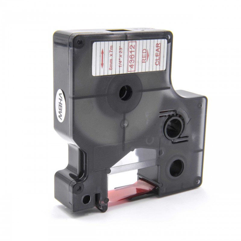 Dymo 43612, 6mm x 7m, czerwony druk / przezroczysty podkład, taśma zamiennik