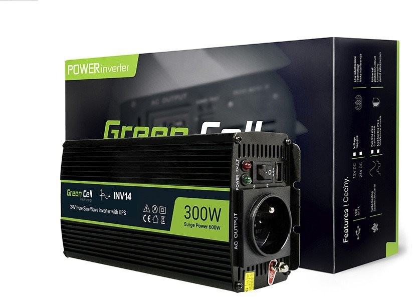 Green Cell Samochodowa Przetwornica Napięcia Green Cell 24V do 230V, 500W/1000W INV04DE