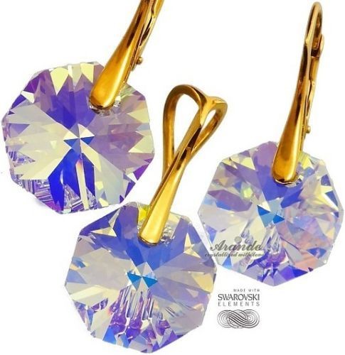 Arande SWAROVSKI komplet ZŁOTE SREBRO AURORA Certyfikat 700216