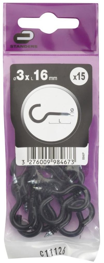 STANDERS Hak oczkowy otwarty 3 x 16 mm 15 szt. Standers