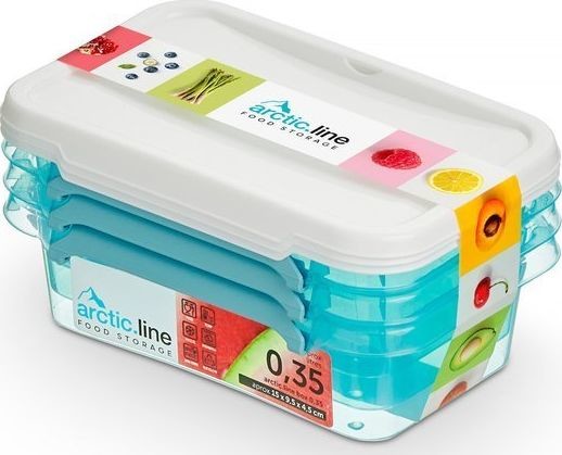 ORPLAST Zestaw 3 Pojemników na Żywność z Pokrywkami 3w1 Orplast Arctic Line 0,35 L 3833