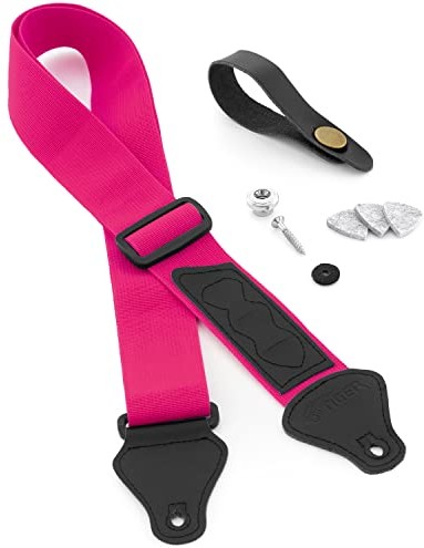 TIGER Pakiet pasków tygrysie ukulele zawiera pasek, krawat na szyję, guzik/szpilkę z filcu i 3 kostki odpowiednie do sopranu, koncertu, Tenora i barytonów - różowy, UAC4-PK-PACK UAC4-PK-PACK