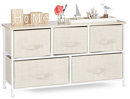 Relaxdays regał z szufladami, różne warianty, uniwersalne pudełko z szufladami, metal i drewno, beżowy 10023325_493