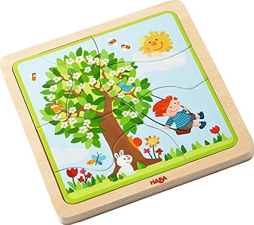 Haba 302529 puzzle drewniane ulubiona pora roku, zabawka dla małych dzieci