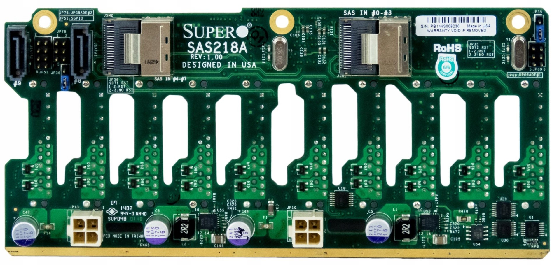 SuperMicro SAS218A Backplane 2U 10x Sas