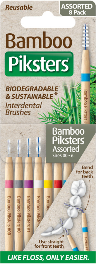 Piksters PIKSTERS BAMBOO Original 8szt. - zestaw starotwy naturalnych szczoteczek międzyzębowych