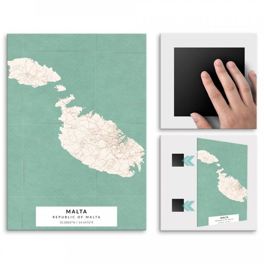 Pix4home Plakat metalowy Mapa Vintage Malta L POS-L-03869