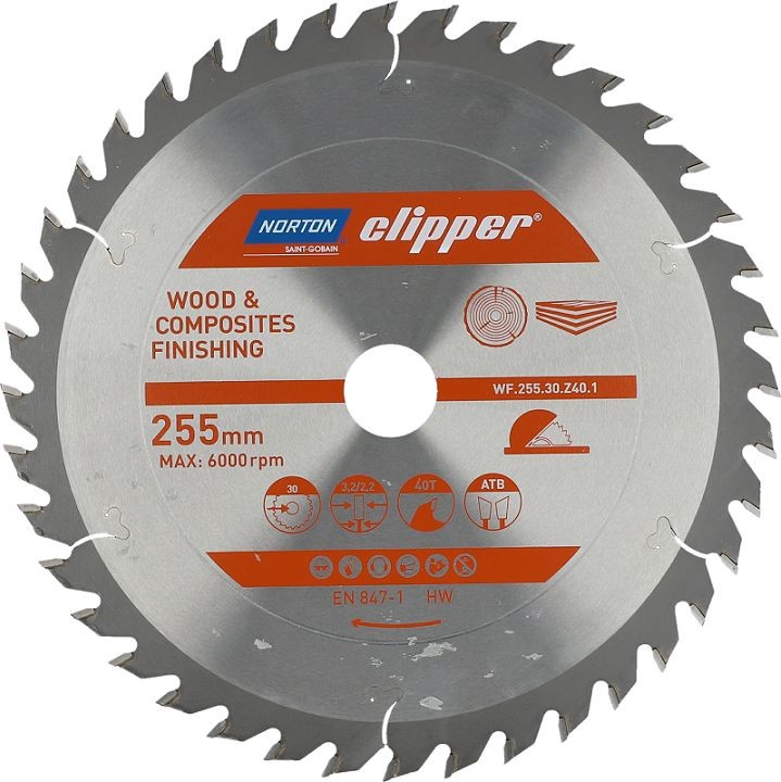 NORTON PIŁA TARCZOWA 255mm x 30mm x 40z DREWNO I KOMPOZYTY ATB 3,2 2,2 N70184608112 70184608112
