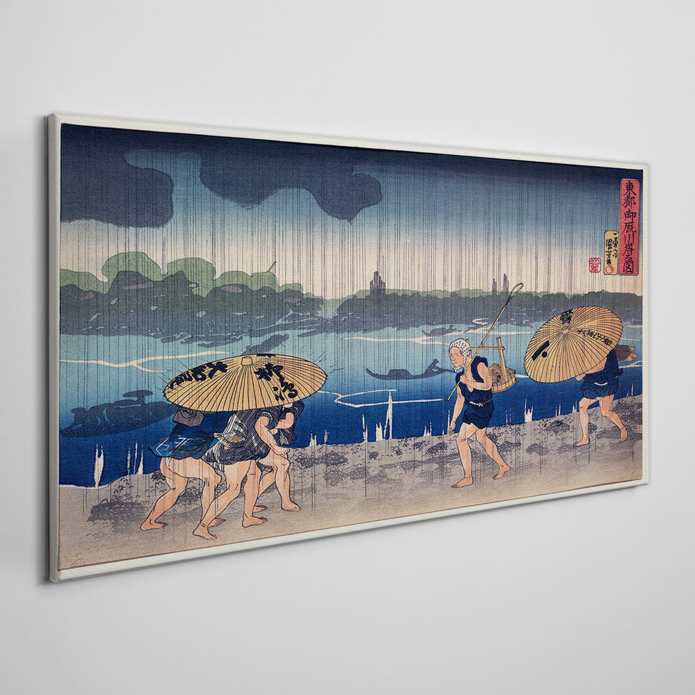 PL Coloray Obraz Canvas Rzeka Azjaci Deszcz 100x50cm