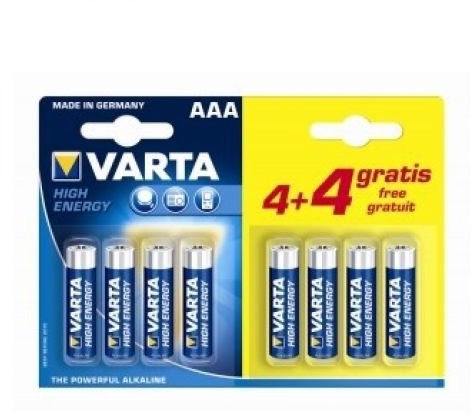 Varta Alkaline Hi-energy LR03/AAA Mini Minion (4 + 4) 8 Pack 4903121448