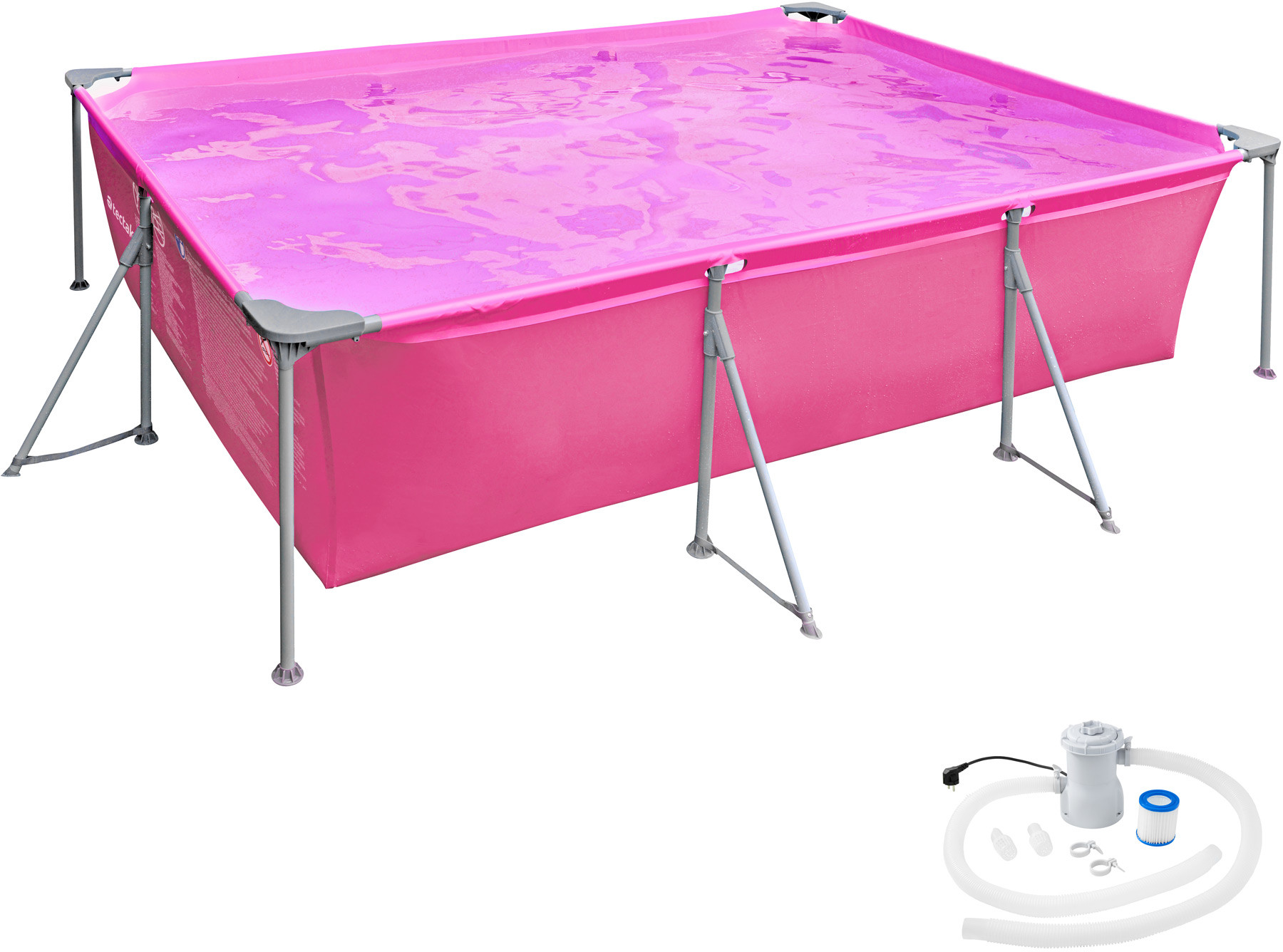 tectake Basen prostokątny 375 x 282 x 70 cm - 4300 L - pink 403822