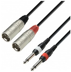 Adam Hall K3 TMP 0600 - Kabel audio 2 x XLR męski na 2 x 6,3 mm mono Jack męski, 6 m K3TMP0600