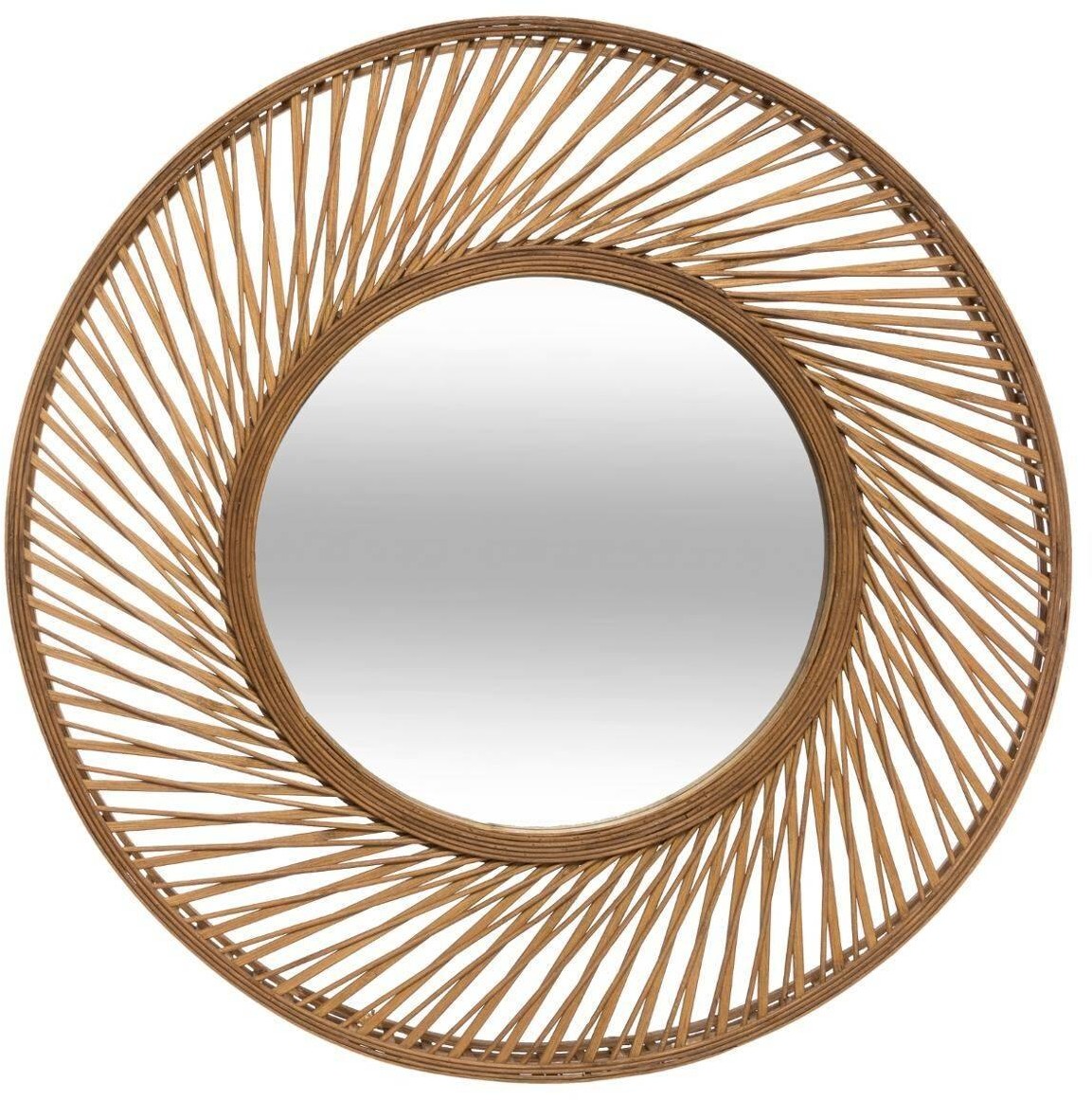 Okrągłe lustro w ramie z bambusa 72 cm 173856