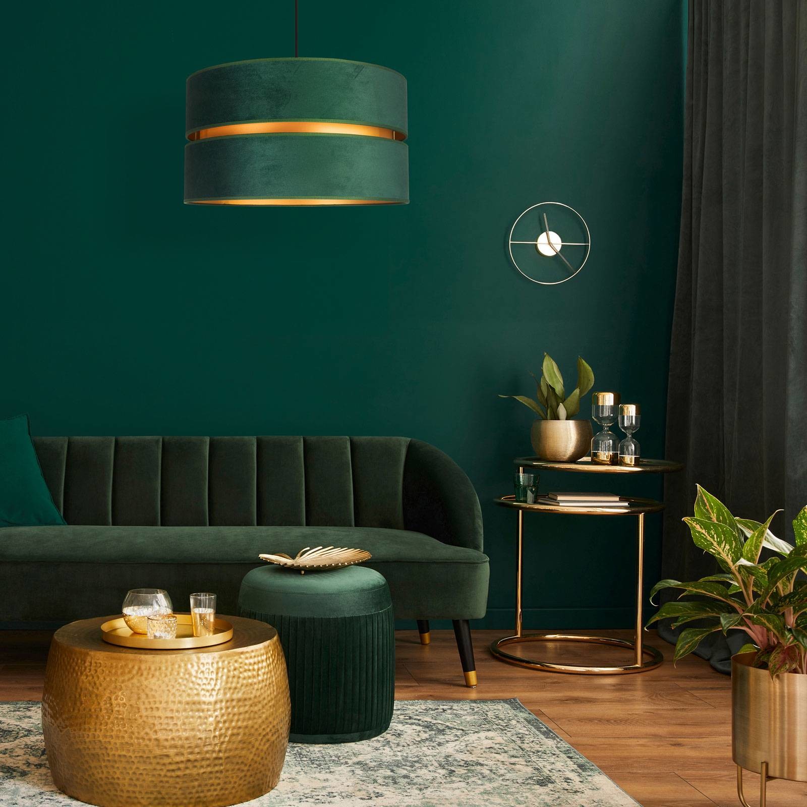 Euluna Lampa wisząca Duo, zielona/złota 40cm, 1-pkt.