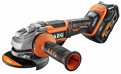 AEG 4935464422 bezszczotkowa szlifierka kątowa (2 akumulatory 6,0 Ah, średnica tarczy 125 mm, czas ładowania 85 min) BEWS18-125BLPX-602C