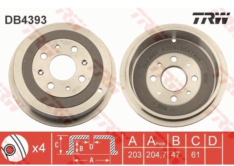TRW Bęben hamulcowy DB4393