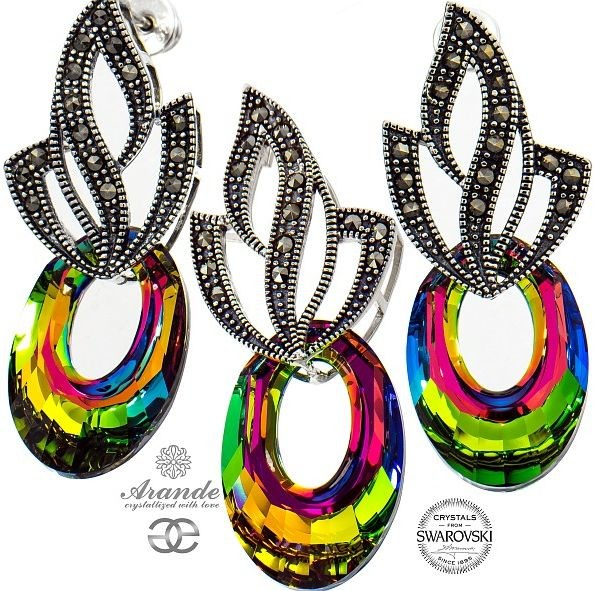 Arande SWAROVSKI Kolczyki Wisiorek VITRAIL HELIOS ADMIRE SREBRO 700483