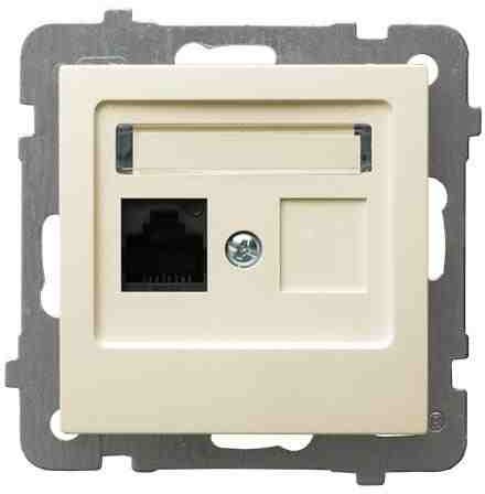 LEDart komputerowe pojedyncze RJ45 kat.5e, bez ramki - Ospel As GPK-1G/K/m/27, kolor ecru
