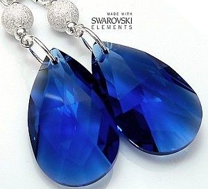 Swarovski piękne srebrne kolczyki SAPPHIRE DIAMOND
