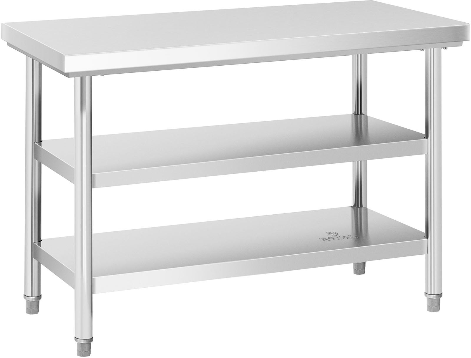 Royal Catering Catering Stół roboczy - 3 poziomy - 120 x 60 cm - 600 kg - stal nierdzewna RCWT-120X60-3L-E RCWT-120X60-3L-E