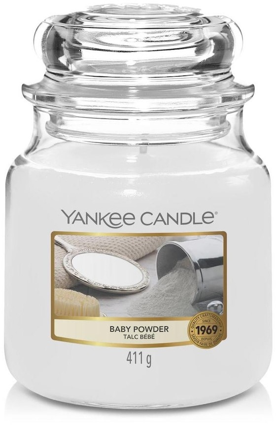 Yankee Candle Średnie szkło Baby Powder 411.0 g