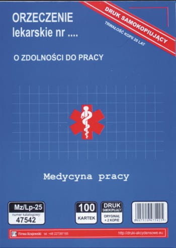 Firma krajewski Orzeczenie lekarskie o zdolności do pracy [Mz/Lp-25] Mz/Lp-25