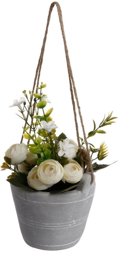Atmosphera Sztuczna roślina w doniczce ROSES kolor biały 18 cm
