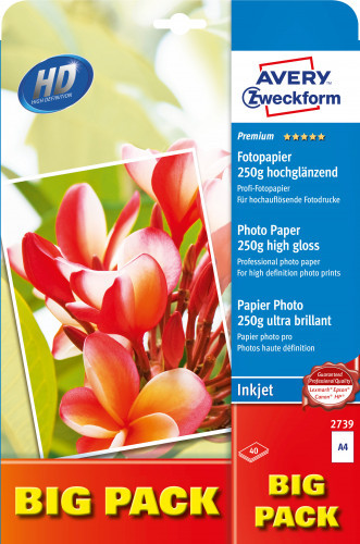 Avery wysokobłyszczący A4 2x20 BIG PACK 250g (2739)