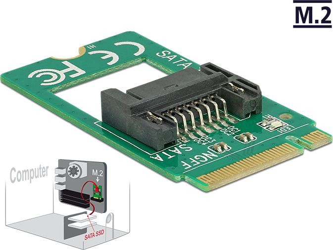Delock Delock Adapter M.2 z wpustem B męski > SATA 7-pinowe 62876 62876