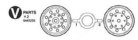 Tamiya 300445258 1: 14 V-części Truck podwójny zestaw felg, osprzęt do modelu samolotu, 1 sztuki
