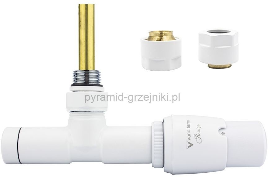 Varioterm Zawór termostatyczny UNICO ze złączką Pex/Cu - biały mat miedź 15 mm prawy UGS0221CFK/P(Cu)