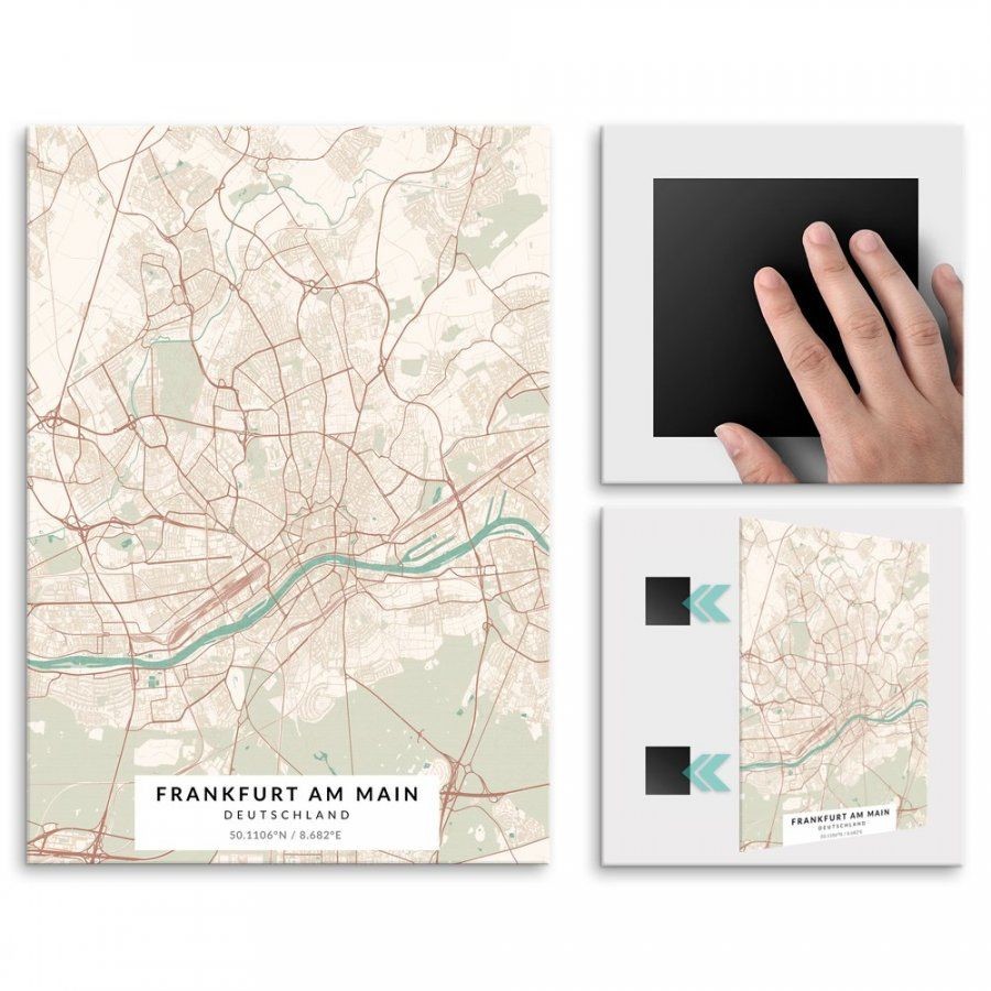 Pix4home Plakat metalowy Mapa Vintage Frankfurt am Main M POS-M-03334