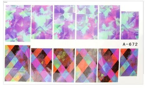 Allepaznokcie Naklejki wodne do paznokci arkusz 9 x 5,5 cm a Nr 672