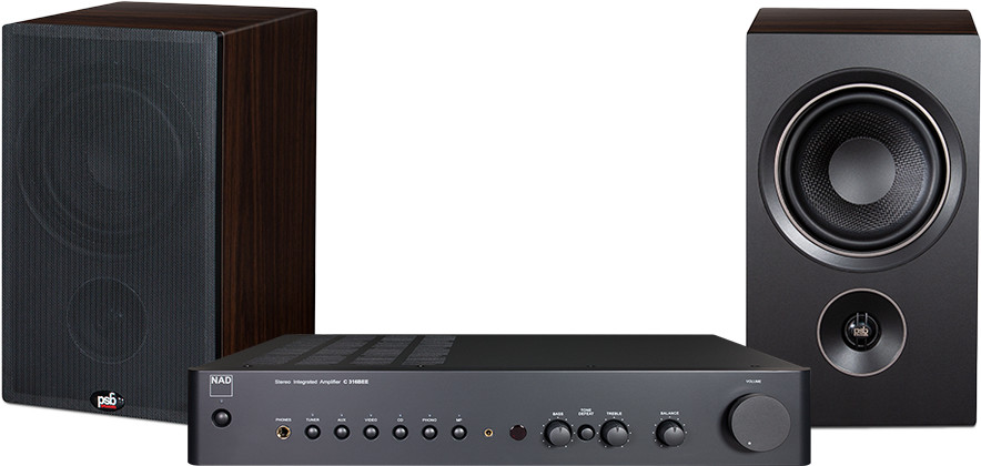 NAD C316BEE V2 czarny) + Alpha P5 orzech)