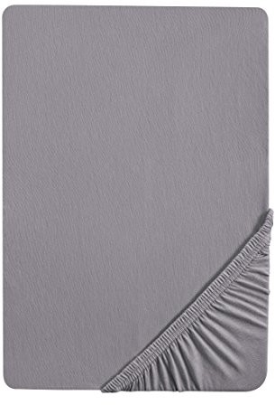 biberna Biberna prześcieradło z gumką, z dżerseju ze streczem, srebrny szary, 140x200 cm - 160x200 cm 77155/018/041