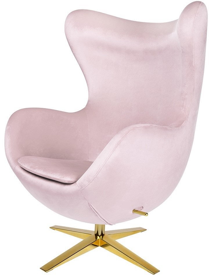 King Home Fotel EGG SZEROKI VELVET GOLD jasny róż.30 welur podstawa złota (HE066-AY1908-30.LPG)